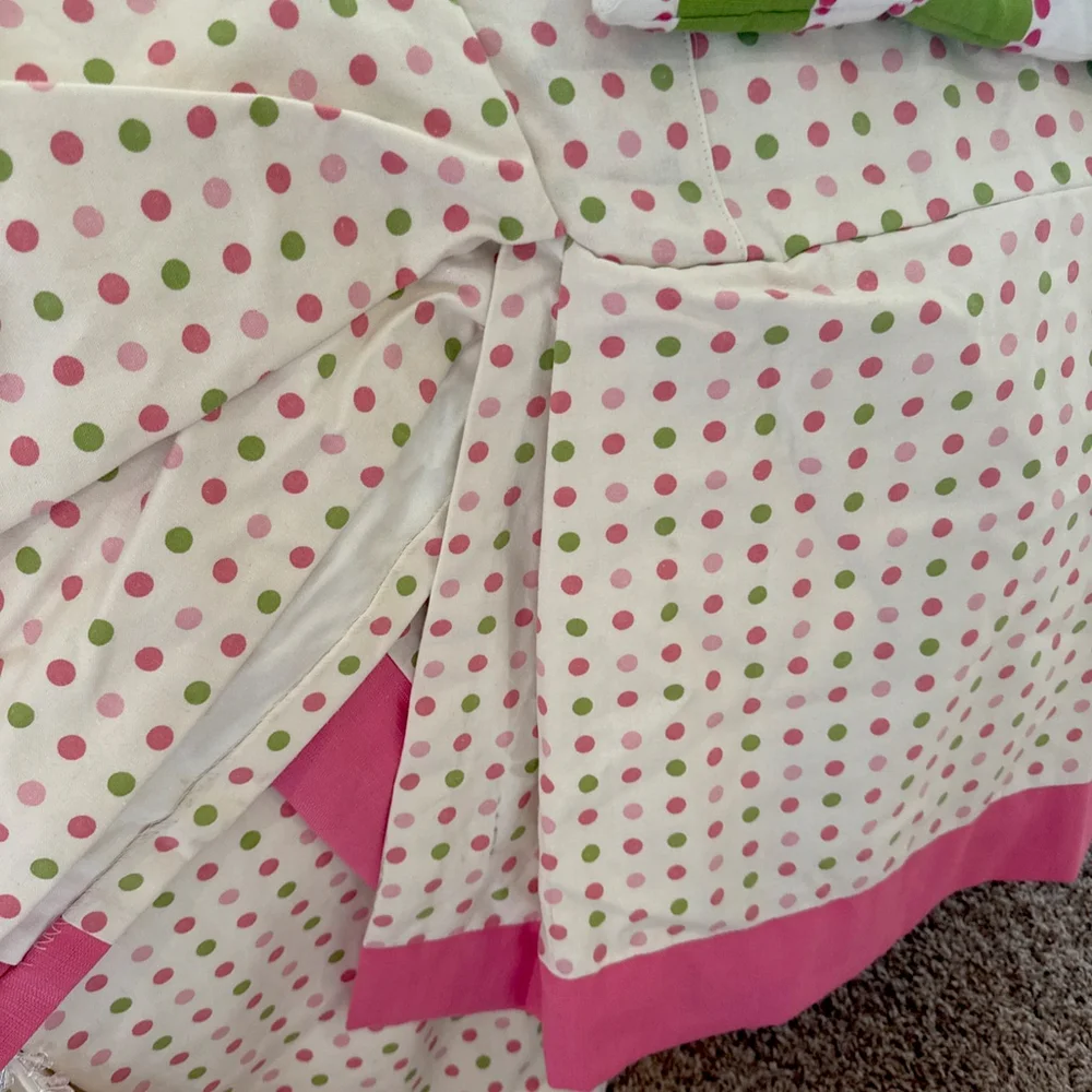 Custom Made Leopard Pink Polka Dot Std Shams Euro Shams Bedskirt Curtains 7pcs